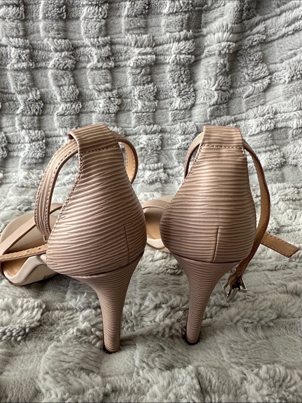 Call It Spring Nude Ribbed Ankle-Strap Block Heels - Picture 2 of 3